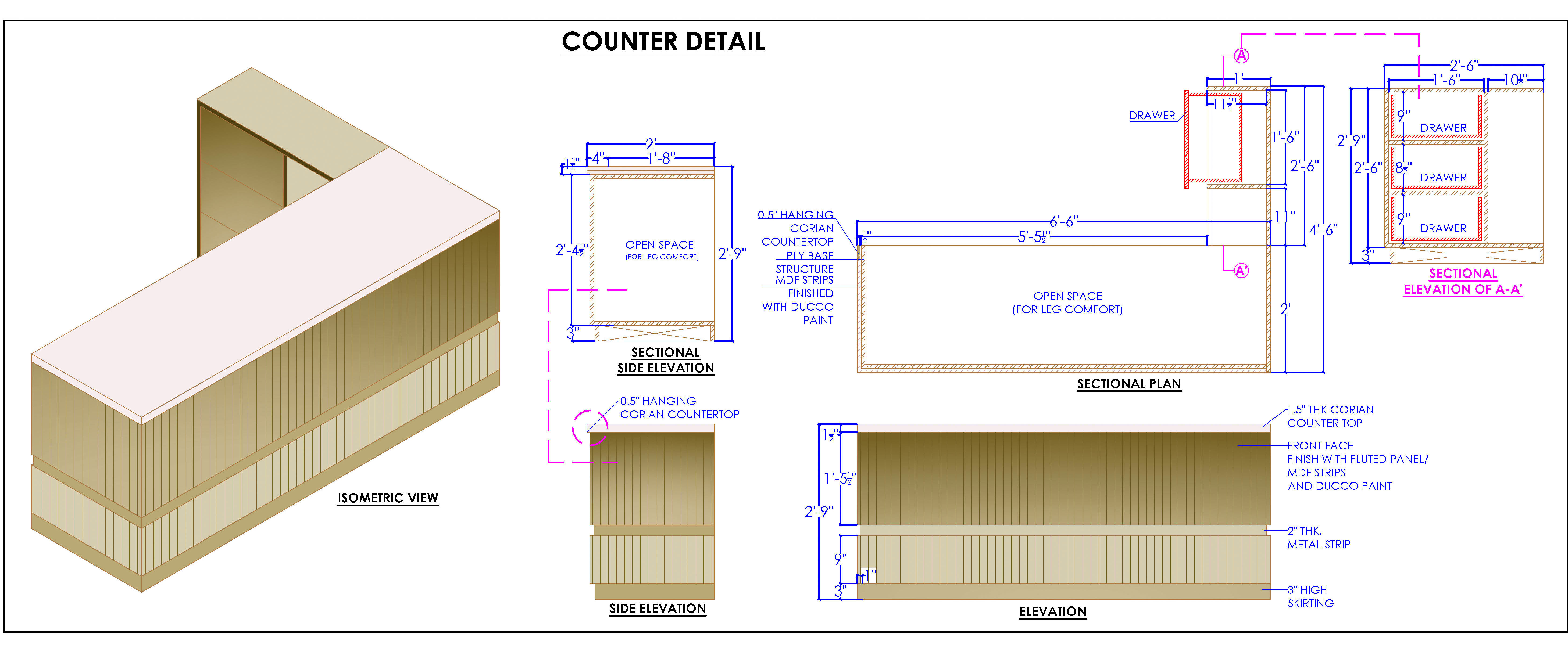 L-Shaped Reception Table AutoCAD DWG Drawing